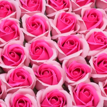 Set 50 trandafiri sapun parfumati atingere reala DUO roz siclam C23-58