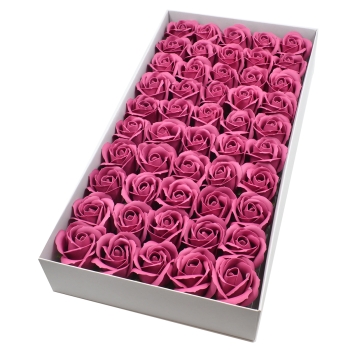 Set 50 trandafiri sapun parfumati, atingere reala, burgundy AFO