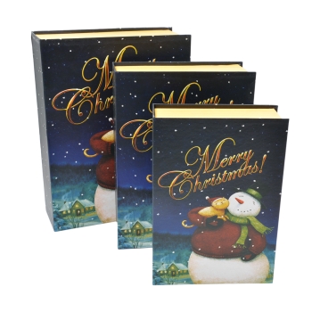 Set 3 cutii tip carte mari Merry Christmas si omul de zapada AFO