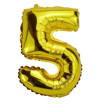 Balon Folie 35cm Cifra 5 - Auriu